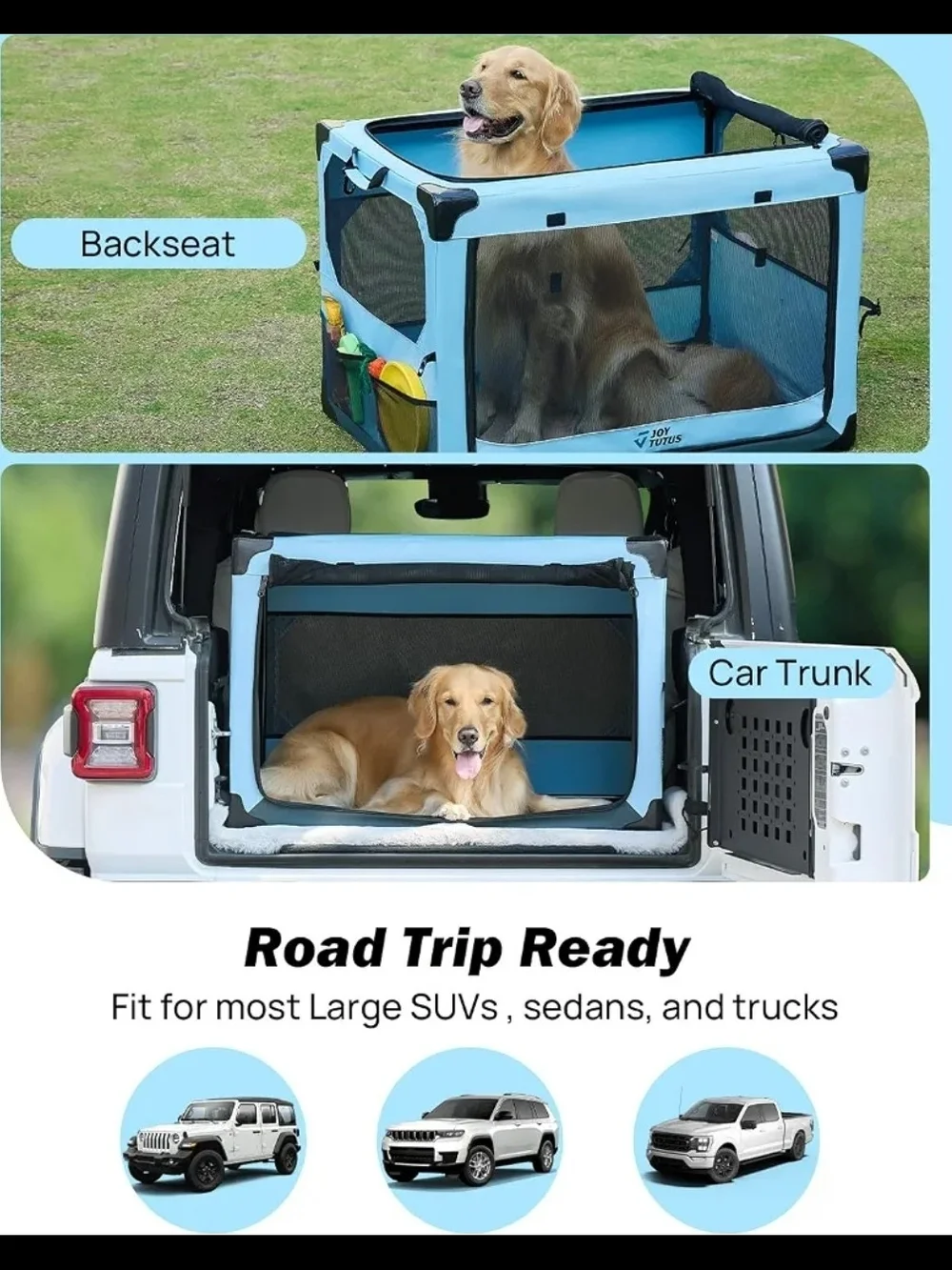 Collapsible Soft Dog Crate, 38in Portable Pet Kennel for Indoor & Outdoor Use
